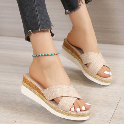 Sandales Compensées en Toile – Esprit Bohème Chic