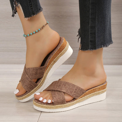 Sandales Compensées en Toile – Esprit Bohème Chic