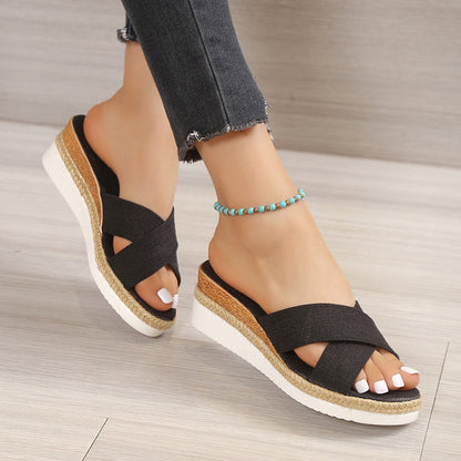 Sandales Compensées en Toile – Esprit Bohème Chic
